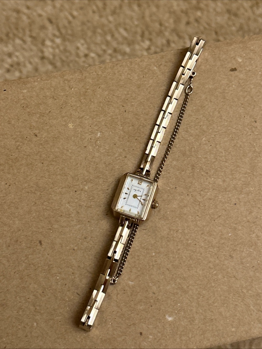 Agate Japan Gold-Tone Women's Bracelet Watch with Rectangular Dial